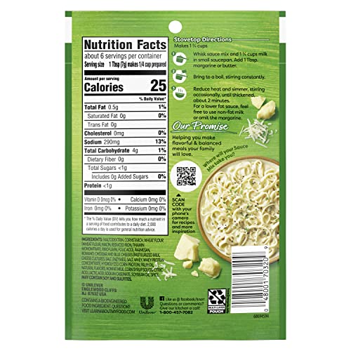 KNORR SAUCE MIX ALFREDO SAUCE CREAMY PASTA SAUCE FOR SIMPLE MEALS AND SIDES NO ARTIFICIAL FLAVORS, NO ADDED MSG 1.6 OZ