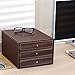 MyGift Executive 3-Drawer Leatherette Office Filing Document Cabinet Drawer Box, Brown