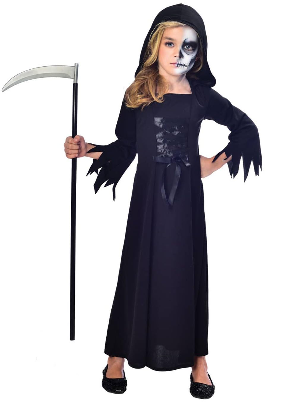 (PKT) (9902742) Child Girls Grim Reaper Costume (9-10yr)