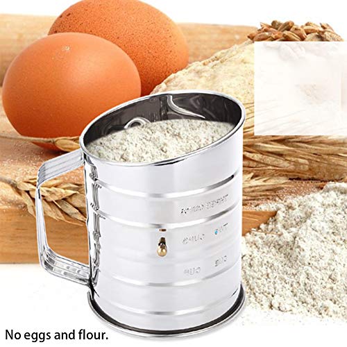 HandCrank Flour Sifter Stainless Steel 3 Cups Capacity 4Wire Sugar