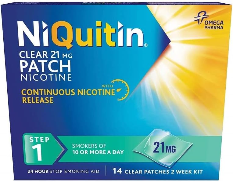 NiQuitin 21mg Clear Patch Step 1 14 Days 24h Craving Control 24 Patches