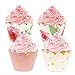 48pcs Floral Rose Gold Cupcake Wrappers, Baby Shower Decorations for Girl, Pink and Gold Party Supplies for Wedding Party Birthday Decorations