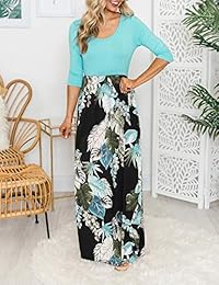 DLDY maxi vestido floral para mujer, con parte superior sólida, estampado floral, alto desierto, vestido largo de verano