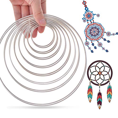 SOSMAR 16PCS Metal Rings Hoops 8 Sizes Craft Silver Rings for Dream Catcher, Wieldable Metal Ring for Macramé Wedding Décor DIY Handcraft Project (2/2.5/3.1/3.9/4.7/5.5/6.3/7.5inch) Silver - Thumbnail 7