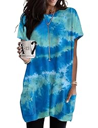 Women's Tops Short Sleeve Tunic Dress Shirts Cotton