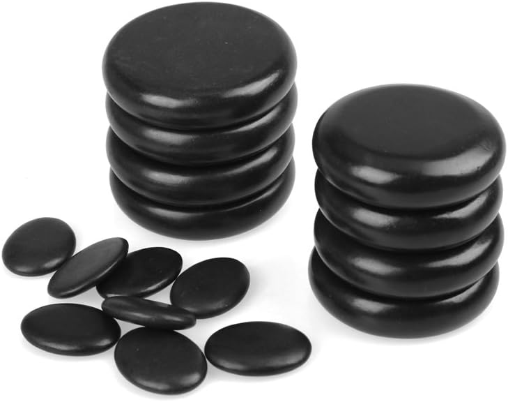 Romonacr 16Pcs Professional Massage Stones Set Natural Lava Basalt Rock Hot Stone for Spa, Massage Therapy