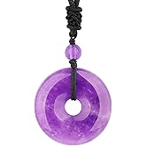 VIKCAUX Crystal Necklace Lucky Coin Healing Crystal and Stone Pendant with Adjustable Rope Natural Quartz 30mm Round Cricle Gemstone Necklaces Jewelry