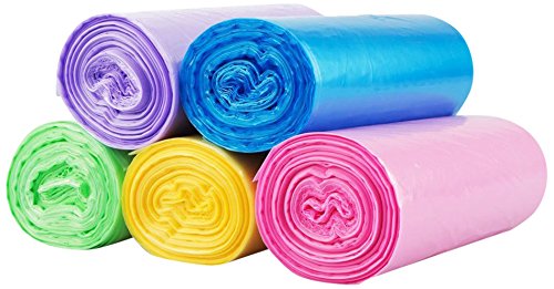Small Trash Bags, Urcolor 5 Gallon Garbage Bags For Office, Home Waste Bin, 150 Counts 5 Color