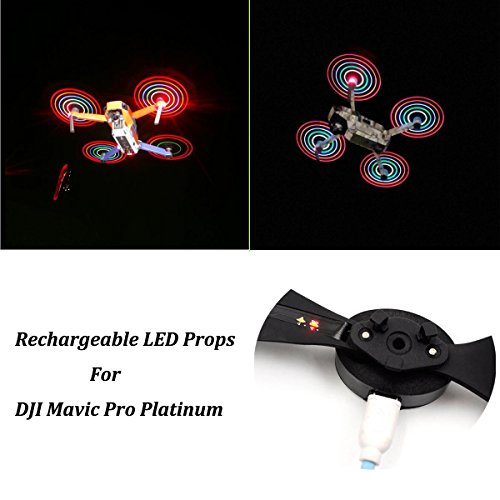 STARTRC Low-Noise Quick-Release Propellers Folding LED Light Flash Propellers for Mavic Pro or Mavic Pro Platinum 2 Pairs