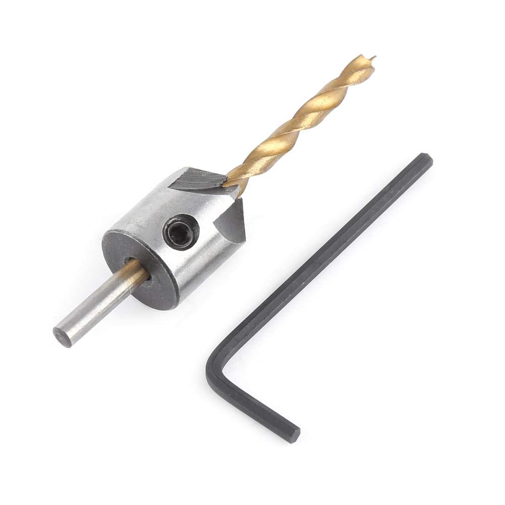 Countersink Drill Bit,Steel Countersink Drill Bit Carpentry Woodworking Boring Tool Round Shank With Hex Key(4mm)