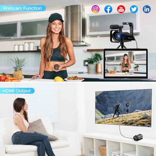 Camcorder Video Camera 5K, 56MP Youtube Vlogging Camera, 3" 270° Rotatable Touchscreen WiFi Cam corder, 16X Digital Zoom, Night Vision Camcorder with 64GB SD Card, 2 Batteries, Remote Control, Tripod