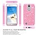 LeYi LG Aristo Case,LG Risio 2 Case,LG Phoenix 3/ Fortune/Rebel 2 LTE/ K8 2017 Case with HD Screen Protector for Girl Women, Glitter Cute [PC Silicone Leather] Protective Case for LG LV3 TP Pink