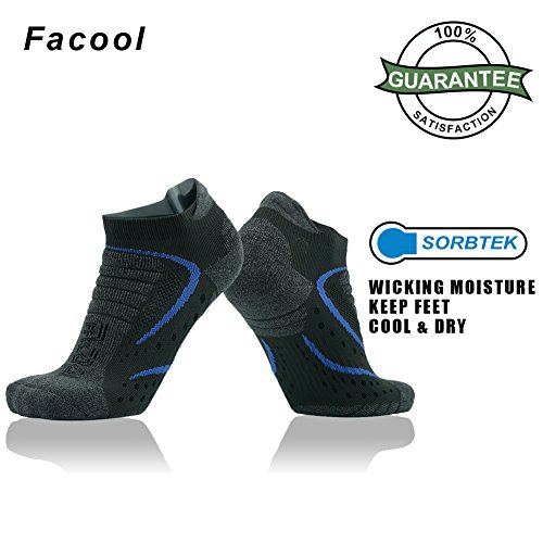 Facool Mens Boys 3 Pairs Deep Green&Blue Anti Blister Lightweight Single Tab Moisture Wicking Outdoor Training Running Hiker Mini Crew Socks