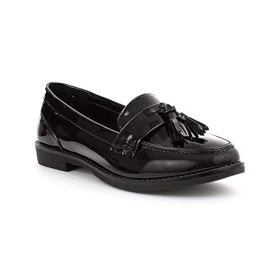 black patent slip on shoes