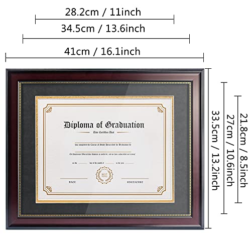 GraduatePro 8.5x11 Diploma Frame with Black Over Gold Mat or Display