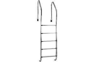 DOEL Swimming Pool Ladder, 5-Step Stainless Steel Ladder for In-ground Pool, Larger Size, Heavy Duty, Non-Slip Ladder