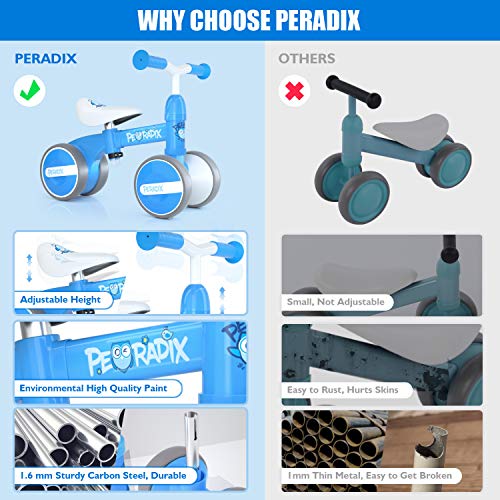 Peradix Bicicleta Sin Pedales para Niños y Niñas,Bici Sin Pedales de Manillar y Sillín Ajustables para Niño 1-3 Año Juguetes Equilibrio Triciclos Bebes