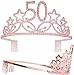 50th Birthday Gifts for Women, 50th Birthday Tiara, 50th Birthday Tiara and Sash for Women, 50th Birthday Crown Pink, 50th Birthday Sash for Women, Happy 50th Birthday Party Supplies