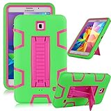 ULAK Kickstand Case For Samsung Galaxy Tab 4 7.0 inch T230 /T231/ T235 Galaxy Tab 4 3in1 Hybrid Shockproof Heavy Duty Case Stand Cover 2014 Released (Green+Rose Red)