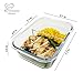 KitchenBasix 2 & 3 Compartments Glass Food Storage Container Set with Airtight Locking Lids, Cutlery Compartment & Portion Control - Microwave, Freezer, Oven & Dishwasher Safe [3-Pack, 32oz]