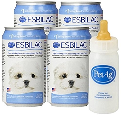 Esbilac® Liquid Milk Replacer for Puppies & Dogs, 8oz/11oz Cans, 4-Pack w/Nurser