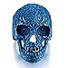 INBLUE Men's Stainless Steel Ring Blue Skull Flower
