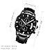 KASHIDUN Men's Watch Quartz Chronograph Waterproof Date Wrist Watch Leather Band Men Clock-Black