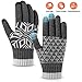 Pvendor Winter Gloves Touch Screen Warm Knit Gloves, Soft Wool Lining Elastic Cuff, Anti-Slip Rubber Design Warm Gloves for Men Women(Gray, OneSize)