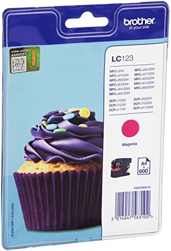 Brother LC-123MBP LC-123 Ink Cartridge Standard Capacity 600-Page in Blister Packaging Magenta