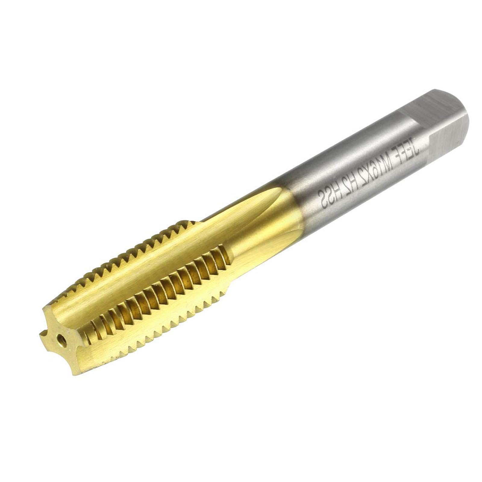 MACHSWON Metric Taps, for Threading Machine and Electric Drills DIY, H2 HSS Ti-Coated, Right Hand Thread Plug Tap Threading Tapping Tool, M16 x 2mm, 1pcs