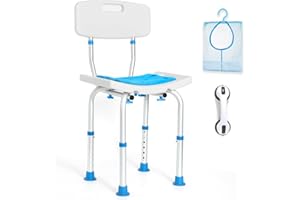 Adjustable Shower Chair with Back, HSA/FSA Eligible Shower Stool for Inside Shower, Tool-Free Shower Seat for Inside Shower, Waterproof Shower Chair for Inside Bathtub for Elderly/Handicap by SOUHEILO