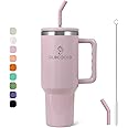 DLOCCOLD 40 oz Tumbler with Handle, Straw & Lid, Insulated Double Walled Stainless Steel Tumbler, Reusable Travel Coffee Mug for Women Men, Water Tumbler (Lavender Mist)