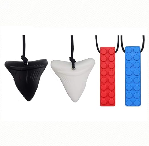 Collier Sensoriel à Mâcher En Silicone - Lot De 6, Sans BPA, Pour Enfants Autistes Ou TDAH - Stimulation Orale Apaisante