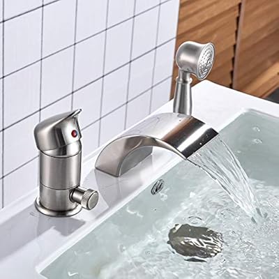 Senlesen Deck Mounted Contemporary 3 Hole Waterfall Roman Tub