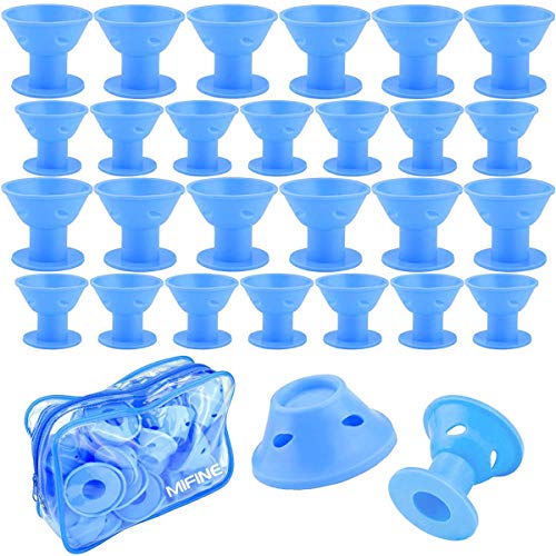 40 Pcs Magic Hair Rollers - Curling Hair Styling Tool Include 20pcs Large Silicone Hair Curlers and 20pcs Small Silicone Curlers (Blue)