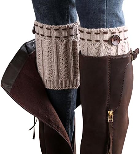 Laimeng,1 Pair Knitted Leg Warmers Socks Boot Cover (Beige)