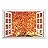 Red Maple Leaf in Autumn Open Window Mural Wall Sticker - 36"x48"