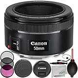 Canon EF 50mm F/1.8 STM Lens 8PC Accessory Bundle – Includes
Manufacturer Accessories + 3PC Filter Kit (UV + CPL + FLD) + Lens Cap
Keeper + MORE – International Version (No Warranty)