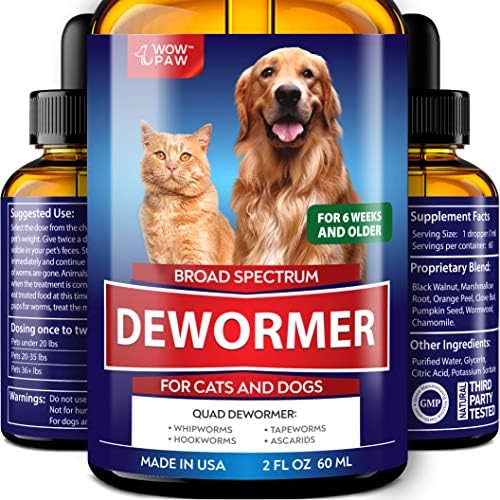 DEW0RMER for Dogs & Cats (2 OZ) - Treat & Prevent - Broad Spectrum WHIPW0RM, H00KW0RM, R0UNDW0RM & TAPEW0RM DEW0RMER - Made in USA - Natural Powerful Blend - Senior Pets, Kitten & Puppy DEW0RMER