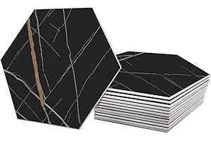 Avant Decor | Stone Composite Hexagon Stone Texture | Peel and Stick Kitchen Backsplash Tiles | Stick On Wall Tiles | Easy DIY Installation | 6” x 6.9” | Single Tile