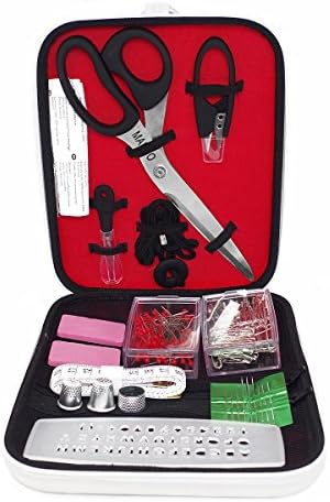 Malmo Travel Sewing Kit - Professional Sewing Kit Portable with Large Fabric Scissors Tape Measure for Sewing Machine with Compact White Case
