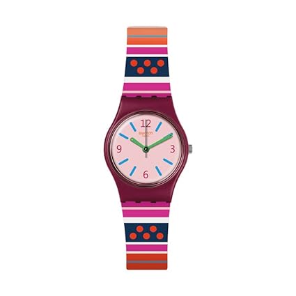 Swatch Damen Analog Quarz Uhr mit Silikon Armband LP152