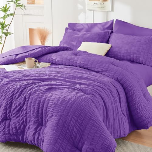 HYMOKEGE Bright Purple Comforter Set Twin