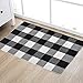 Ecoshome Cotton Bath Runner Checkered Plaid Area Rug Door Mat for Entry Way Washable Carpet for Kitchen (24