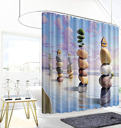 True Holiday Shower Curtain Fabric Polyester Waterproof Mildew Resistant Antibacterial Shower Curtain Liner with 12 Curtain Hooks 180cm*180cm