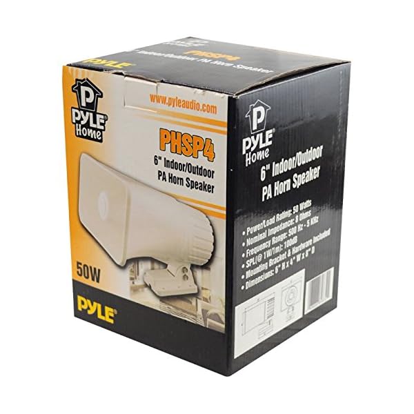 2-Pyle-PHSP4-6-50-Watt-IndoorOutdoor-Waterproof-Home-PA-Horn-Speaker-White