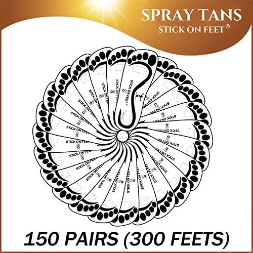 150 Pairs(300Feet) Black Disposable Stick on Feet Spray Sunless Tanning Sole Protector