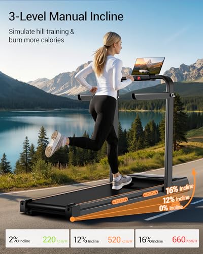 Folding Treadmill with 16% Incline, 3 in 1 Foldable Treadmill, Under Desk Walking Pad for Home Office, 10KM/H, 2.5HP Quiet Motor Portable Running Machine with Remote & LED Display, 136KG Capacity
