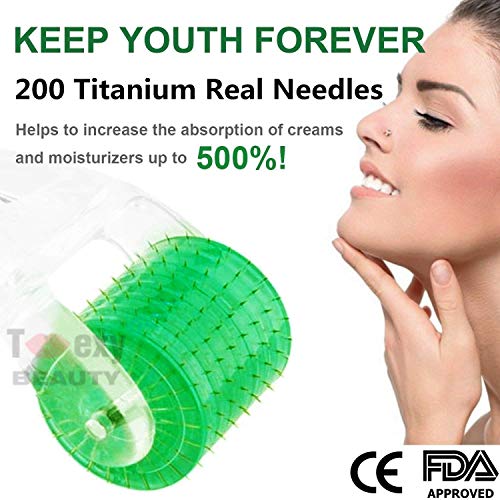 Toexy Beauty 200-Pin Titanium Derma Facial Body Skin Care Massage Roller Beauty Tool (1.5)