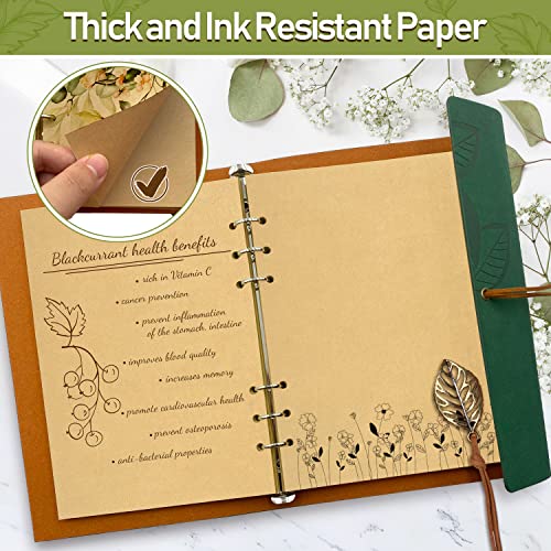 Joy & Inspiration Vintage PU Leather Notebook Refillable Bound Beautiful Travel Diary with Kraft Paper Sheets Can be Used as Sketch Pad Notebook Diarios (A5 Green)